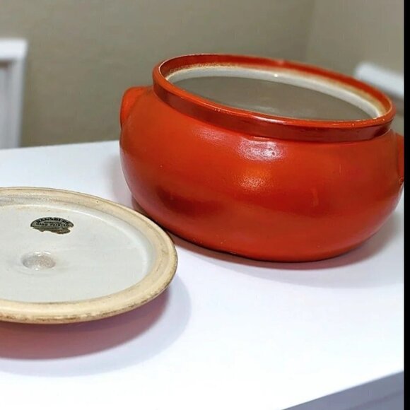 Ransburg 1930s Floral Ceramic Vintage Bean Pot with Lid - Picture 3 of 8